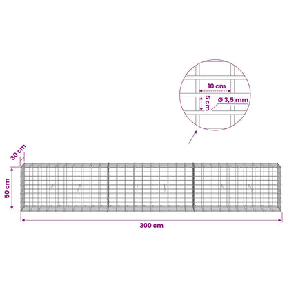 Gabion with 3.5 mm Wire and 5x10 cm Mesh 300x30x50 cm