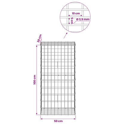 Gabion with 3.5 mm Wire and 5x10 cm Mesh 50x30x100 cm