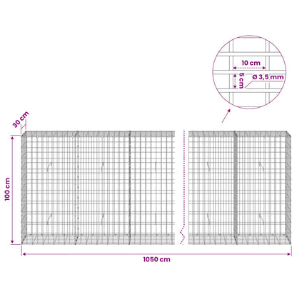 Gabion with 3.5 mm Wire and 5x10 cm Mesh 1050x30x100 cm