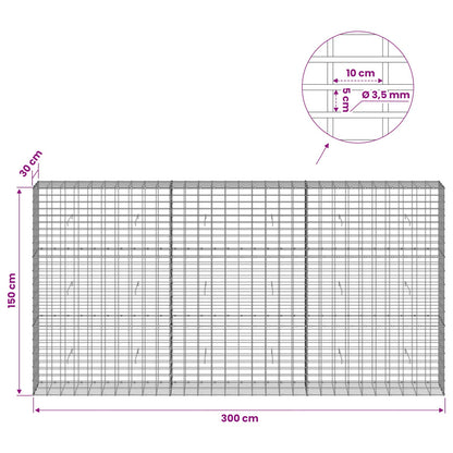 Gabion with 3.5 mm Wire and 5x10 cm Mesh 300x30x150 cm