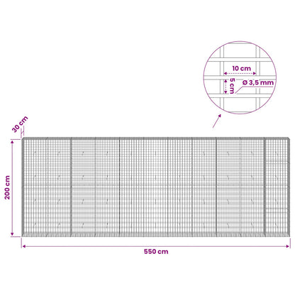 Gabion with 3.5 mm Wire and 5x10 cm Mesh 550x30x200 cm