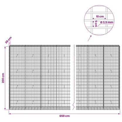 Gabion with 3.5 mm Wire and 5x10 cm Mesh 650x30x200 cm