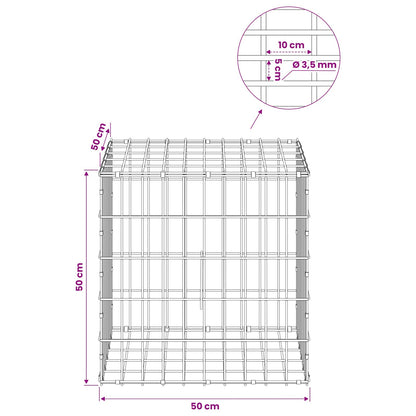 Gabion with 3.5 mm Wire and 5x10 cm Mesh 50x50x50 cm