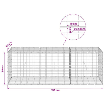 Gabion with 3.5 mm Wire and 5x10 cm Mesh 150x50x50 cm