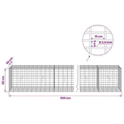 Gabion with 3.5 mm Wire and 5x10 cm Mesh 550x50x50 cm