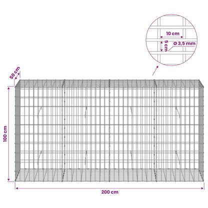 Gabion with 3.5 mm Wire and 5x10 cm Mesh 200x50x100 cm