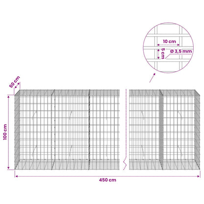 Gabion with 3.5 mm Wire and 5x10 cm Mesh 450x50x100 cm