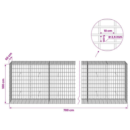 Gabion with 3.5 mm Wire and 5x10 cm Mesh 700x50x100 cm