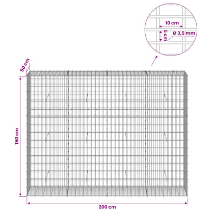 Gabion with 3.5 mm Wire and 5x10 cm Mesh 200x50x150 cm