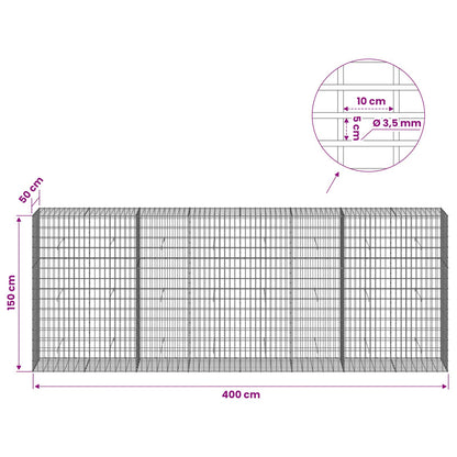 Gabion with 3.5 mm Wire and 5x10 cm Mesh 400x50x150 cm