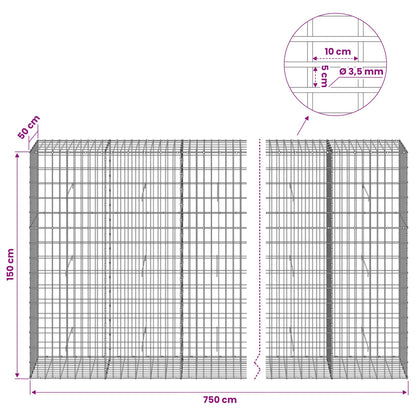 Gabion with 3.5 mm Wire and 5x10 cm Mesh 750x50x150 cm