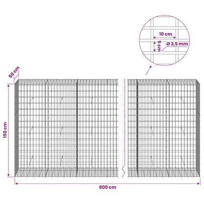 Gabion with 3.5 mm Wire and 5x10 cm Mesh 800x50x150 cm