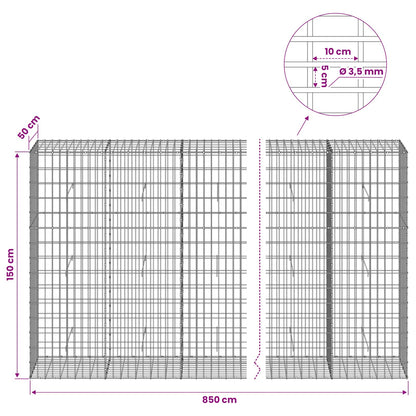 Gabion with 3.5 mm Wire and 5x10 cm Mesh 850x50x150 cm