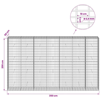 Gabion with 3.5 mm Wire and 5x10 cm Mesh 350x50x200 cm