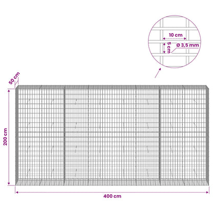 Gabion with 3.5 mm Wire and 5x10 cm Mesh 400x50x200 cm