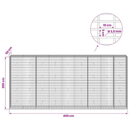 Gabion with 3.5 mm Wire and 5x10 cm Mesh 450x50x200 cm