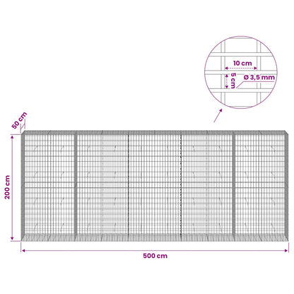 Gabion with 3.5 mm Wire and 5x10 cm Mesh 500x50x200 cm