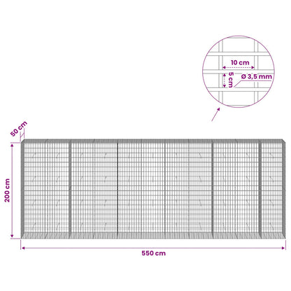 Gabion with 3.5 mm Wire and 5x10 cm Mesh 550x50x200 cm