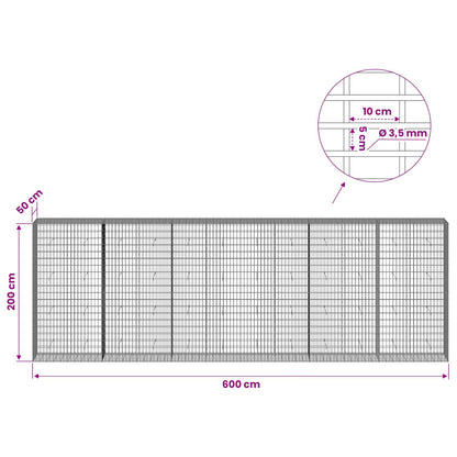 Gabion with 3.5 mm Wire and 5x10 cm Mesh 600x50x200 cm