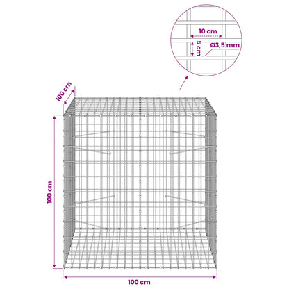 Gabion with 3.5 mm Wire and 5x10 cm Mesh 100x100x100 cm
