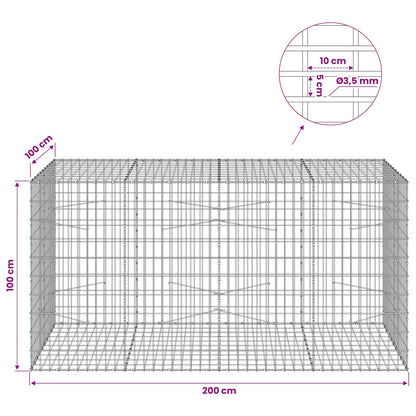 Gabion with 3.5 mm Wire and 5x10 cm Mesh 200x100x100 cm