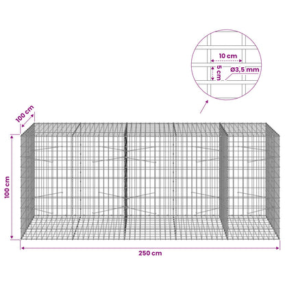Gabion with 3.5 mm Wire and 5x10 cm Mesh 250x100x100 cm