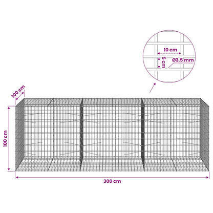 Gabion with 3.5 mm Wire and 5x10 cm Mesh 300x100x100 cm