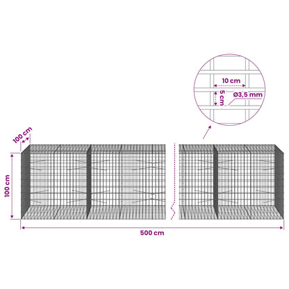 Gabion with 3.5 mm Wire and 5x10 cm Mesh 500x100x100 cm