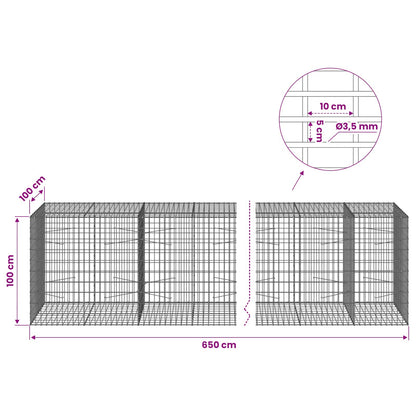 Gabion with 3.5 mm Wire and 5x10 cm Mesh 650x100x100 cm
