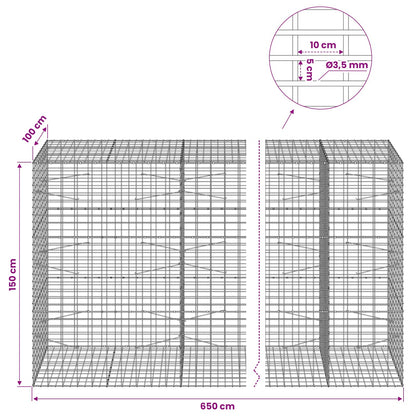 Gabion with 3.5 mm Wire and 5x10 cm Mesh 650x100x150 cm