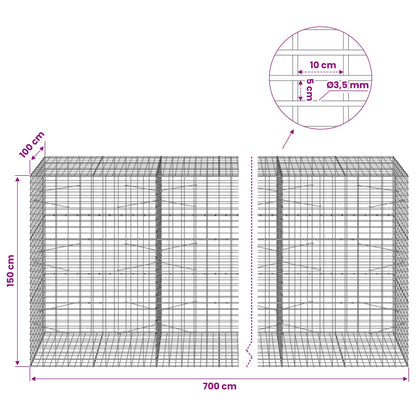 Gabion with 3.5 mm Wire and 5x10 cm Mesh 700x100x150 cm