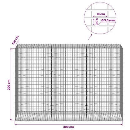 Gabion with 3.5 mm Wire and 5x10 cm Mesh 300x100x200 cm