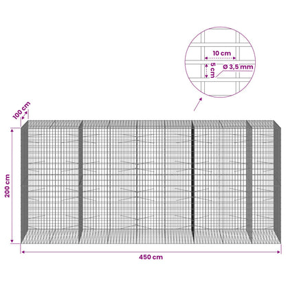Gabion with 3.5 mm Wire and 5x10 cm Mesh 450x100x200 cm