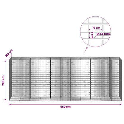 Gabion with 3.5 mm Wire and 5x10 cm Mesh 550x100x200 cm
