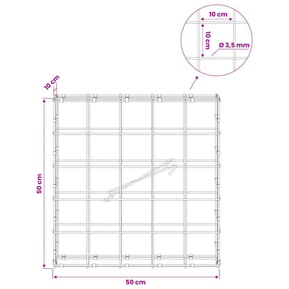 Gabion with 3.5 mm Wire and 10x10 cm Mesh 50x10x50 cm