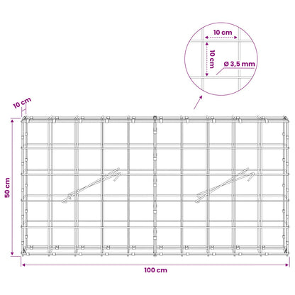 Gabion with 3.5 mm Wire and 10x10 cm Mesh 100x10x50 cm