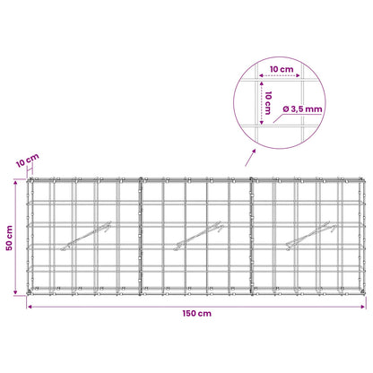 Gabion with 3.5 mm Wire and 10x10 cm Mesh 150x10x50 cm