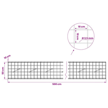 Gabion with 3.5 mm Wire and 10x10 cm Mesh 500x10x50 cm