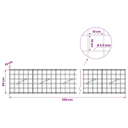 Gabion with 3.5 mm Wire and 10x10 cm Mesh 550x10x50 cm