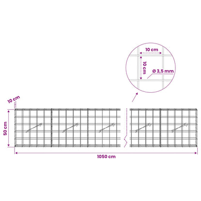 Gabion with 3.5 mm Wire and 10x10 cm Mesh 1050x10x50 cm