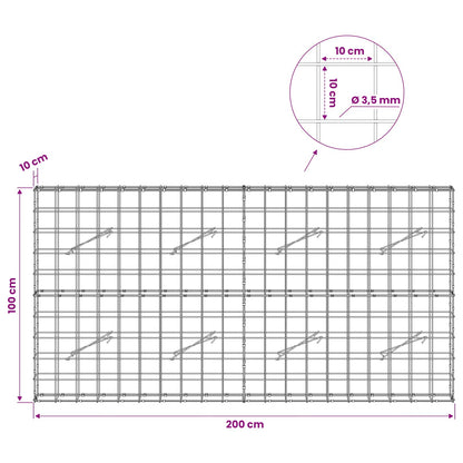 Gabion with 3.5 mm Wire and 10x10 cm Mesh 200x10x100 cm