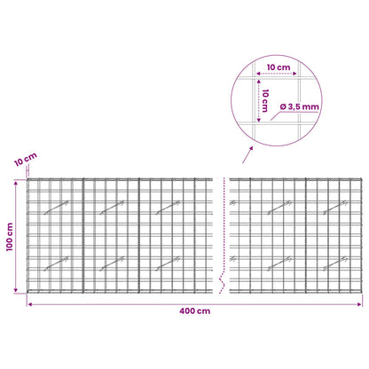Gabion with 3.5 mm Wire and 10x10 cm Mesh 400x10x100 cm