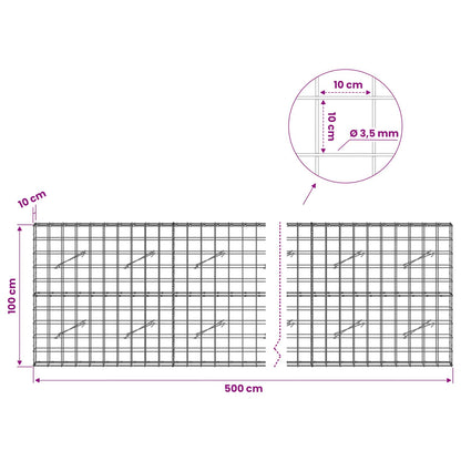 Gabion with 3.5 mm Wire and 10x10 cm Mesh 500x10x100 cm