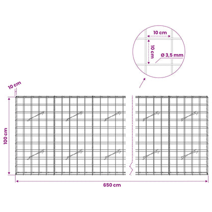 Gabion with 3.5 mm Wire and 10x10 cm Mesh 650x10x100 cm