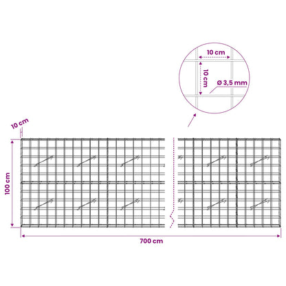 Gabion with 3.5 mm Wire and 10x10 cm Mesh 700x10x100 cm