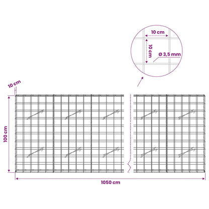 Gabion with 3.5 mm Wire and 10x10 cm Mesh 1050x10x100 cm