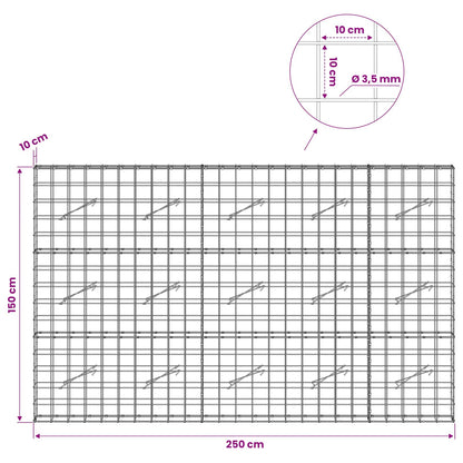 Gabion with 3.5 mm Wire and 10x10 cm Mesh 250x10x150 cm