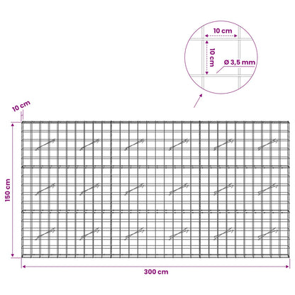 Gabion with 3.5 mm Wire and 10x10 cm Mesh 300x10x150 cm