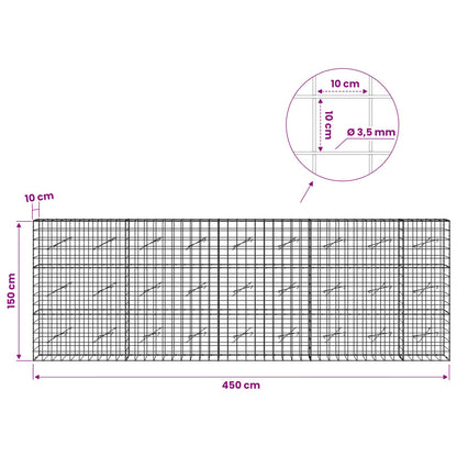 Gabion with 3.5 mm Wire and 10x10 cm Mesh 450x10x150 cm