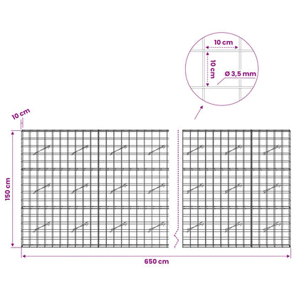 Gabion with 3.5 mm Wire and 10x10 cm Mesh 650x10x150 cm